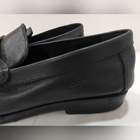 Clarks men's black soft leather moccasin Loafers dress shoes size 45/ US 11.5 - Picture 5 of 8